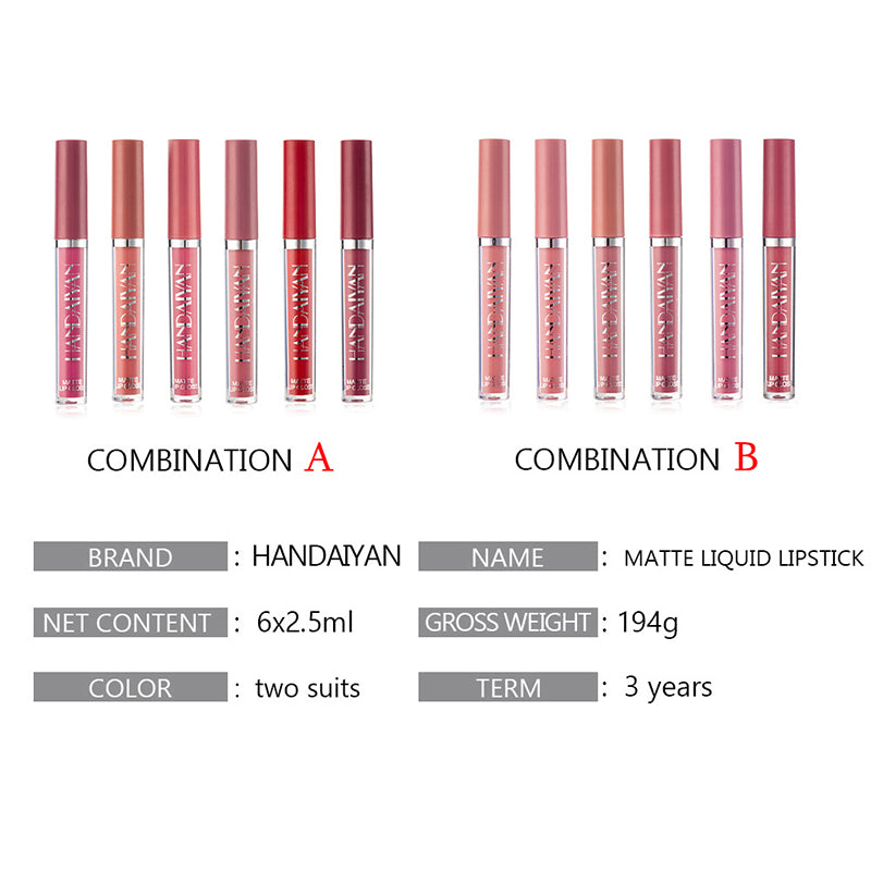 6Pcs Matte Liquid Lipstick Set - Waterproof, Long Lasting & Non-Stick Cup Velvet Lip Gloss - Highly Pigmented Nude & Bold Lip Color Kit - Perfect Beauty Gift For Women & Girls
