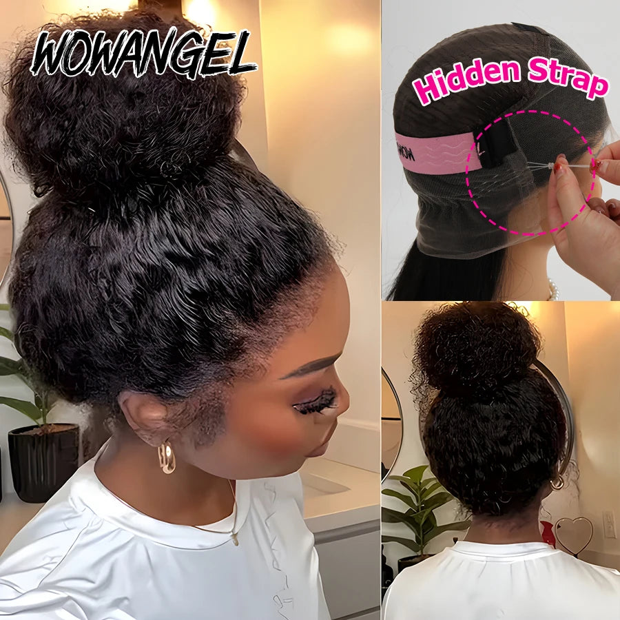 Hidden Strap 360 HD Full Lace Wigs Curly Human Hair WigS Pre Plucked Water Wave HD Lace Frontal WigS with Invisible Drawstring