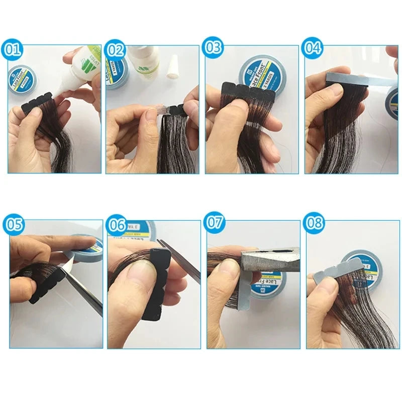 1/2/3 Roll 0.8 CM*12 Yards Super Hair Blue Tape Double-Sided Adhesive Tape for Hair Extension/Lace Wig/Toupee