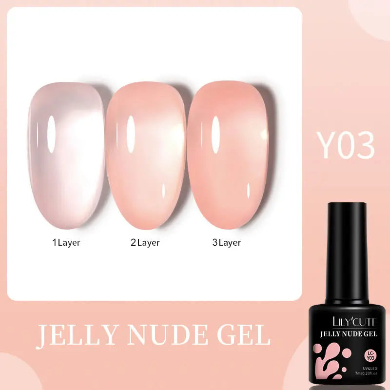 LILYCUTE 7ML Jelly Amber Gel Nail Polish Brown Crystal Translucent Dull Color Nail Art Gel Semi Permanent UV Gel Polish Varnish