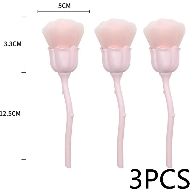 Flower Nail Brush for Manicure Gold Rose Shape Nail Art Brushes Round Small UV Gel Polish Powder Cleaning Tools Nail Accesories