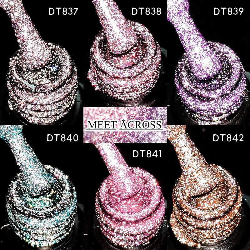 7ml Reflective Glitter Nail Gel Polish Semi Permanent French Style Nail Art UV LED Gel Sparkling Soak Off Manicure Varnish DIY