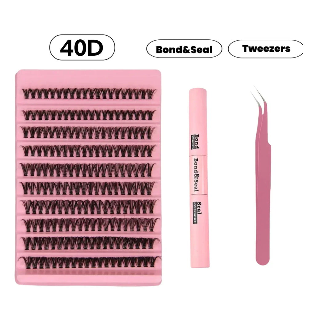 DIY Eyelash Extension Kit Individual Lashes Cluster Mix Lash Clusters with Lash Bond and Seal and Lash Accessories