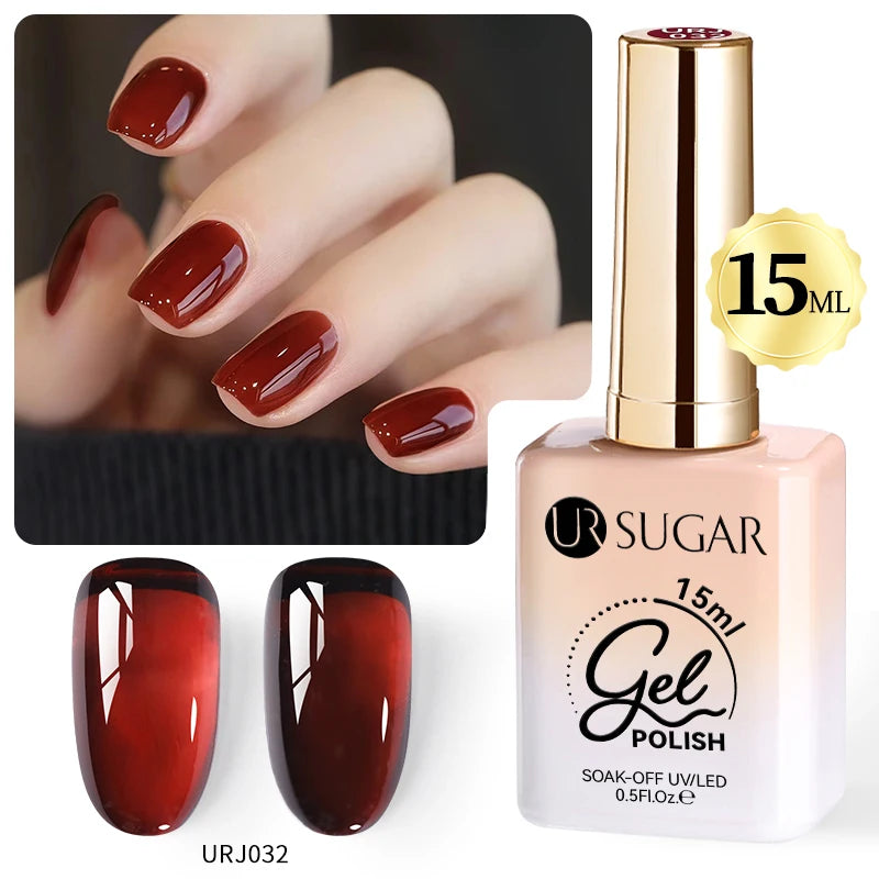 UR SUGAR 15ml Champagne Gold Sliver Reflective Glitter Gel Nail Polish Varnish Semi Permanent Soak Off UV Gel For Manicure Art