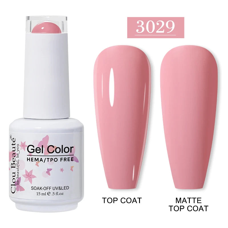 Clou Beaute 15ml Red Color Gel Polish Vernis Semi Permanent UV Varnish Gel Nail Polish Hema TPO Free Nails Art Manicure TOP BASE