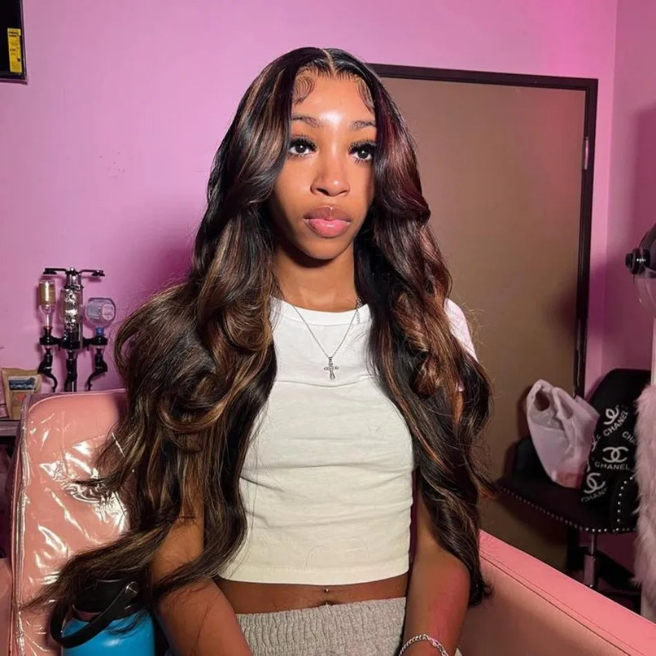 P1B30 Body Wave Human Hair Wigs 13X6 Hd Lace Frontal Wig Highlight Wig Human Hair 250 Density Preplucked Brazilian Wig For Women