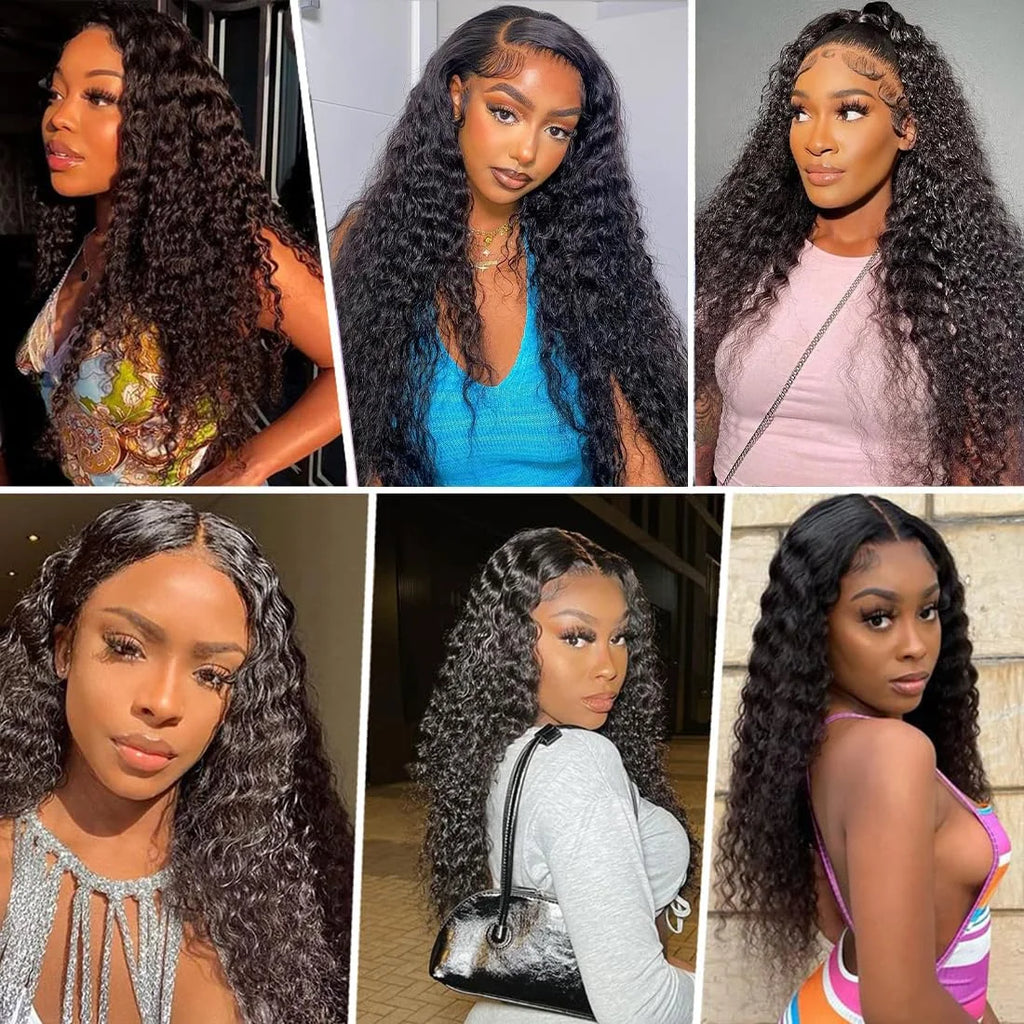 220% Density Deep Wave Lace Frontal Wig 13x4 13x6 HD Human Hair Lace Front Wigs For Women Water Wave Pre Plucked 7x6 Closure Wig