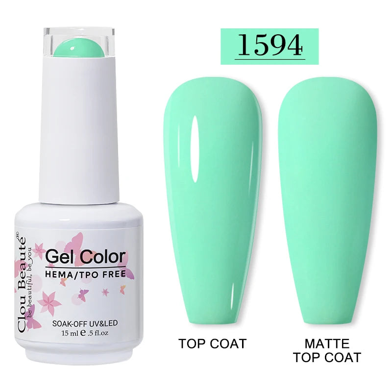 Clou Beaute 15ml Red Color Gel Polish Vernis Semi Permanent UV Varnish Gel Nail Polish Hema TPO Free Nails Art Manicure TOP BASE