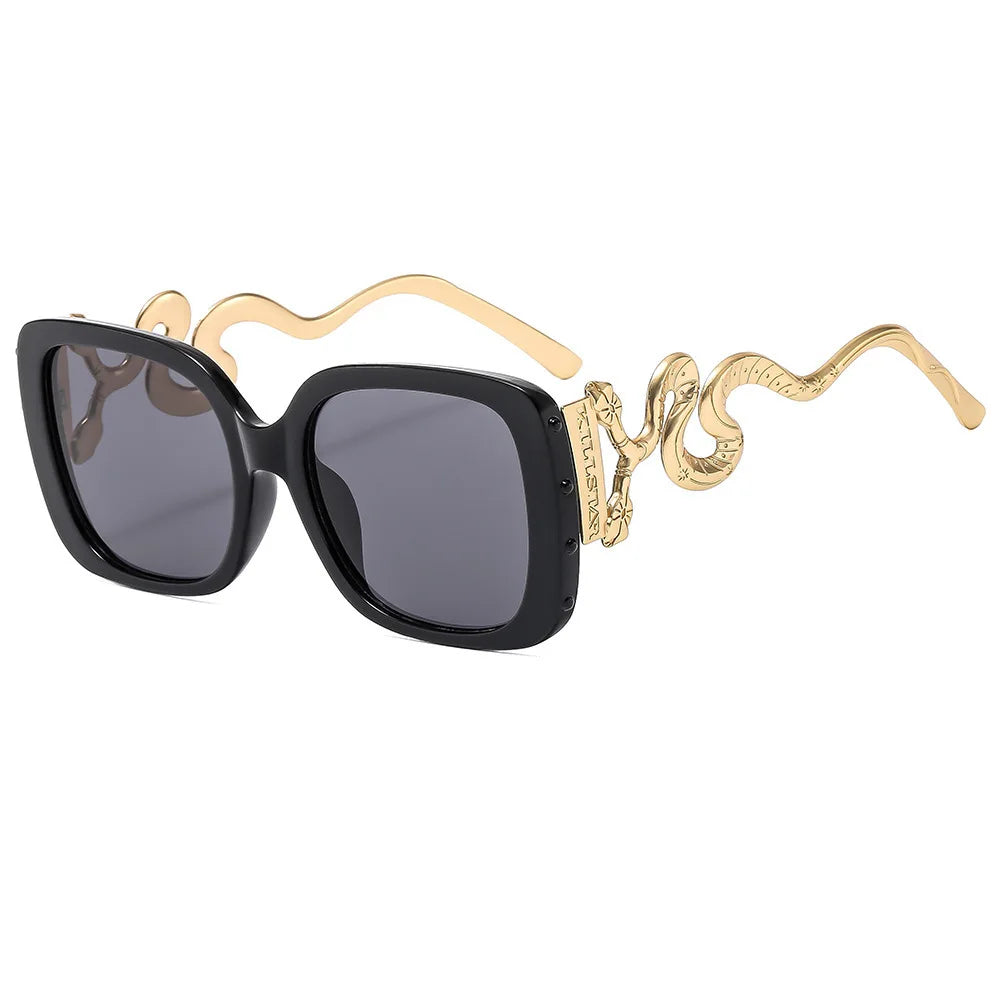 Fashion Luxury Designer Snake Square Women's Sunglasses Sunshade Sunglasses Street Photography Trend Large Frame