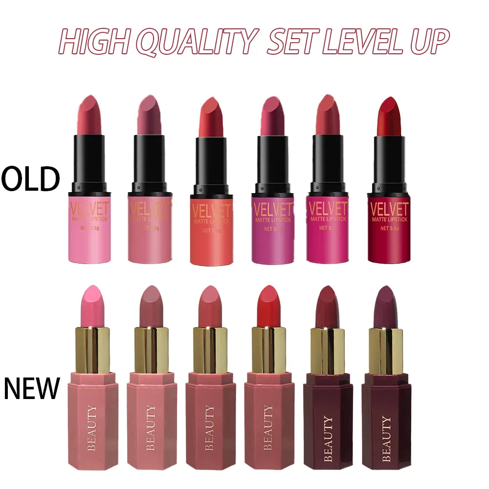 Pearlescent Pink Glitter Velvet Lipstick Metallic Waterproof Long Lasting Matte Shimmer Diamond Lipstick Women Makeup Cosmetic