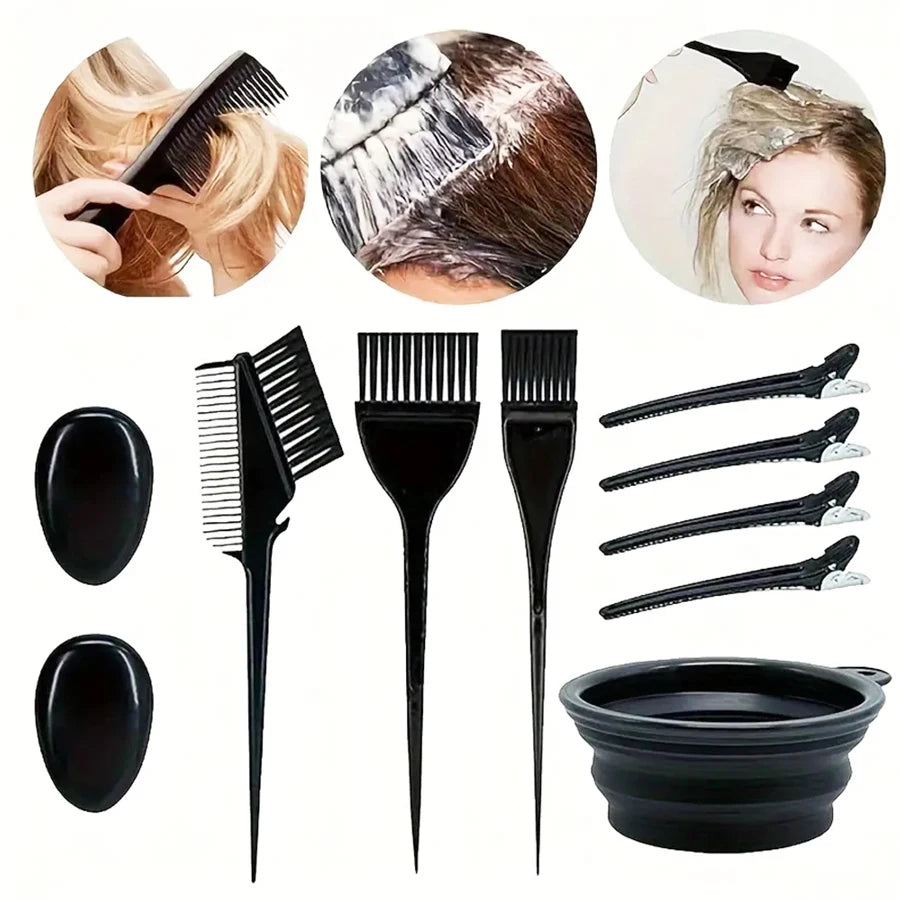 13pcs Professional Hair Dye Kit with Brushes, Color Bowl, Ear Covers & Clips - Salon Quality DIY Home Coloring Set