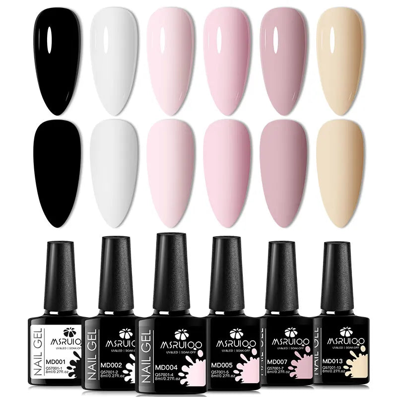 6pc Nail Gel Polish Set All-Season Ultra Pigmented Semi Permanent UV Painting Gel For Nails Salon DIY Manicure Varnish Design