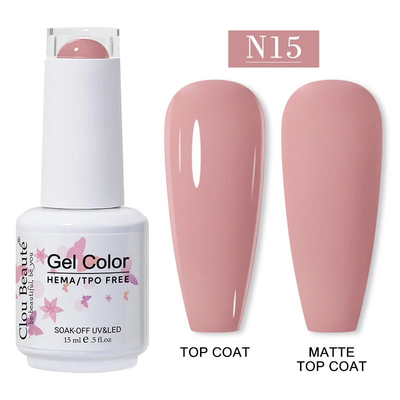 Clou Beaute 15ml Red Color Gel Polish Vernis Semi Permanent UV Varnish Gel Nail Polish Hema TPO Free Nails Art Manicure TOP BASE