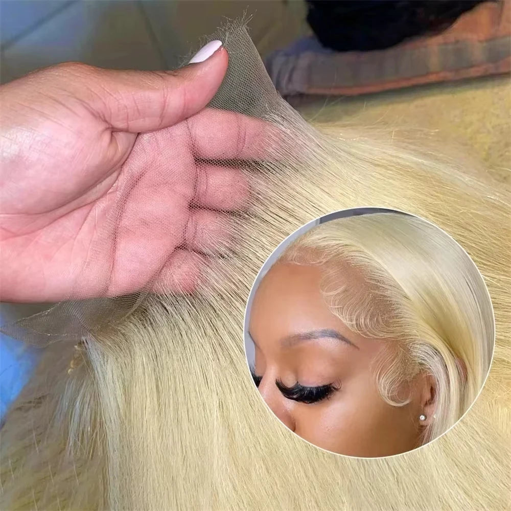 613 Blonde Human Hair Wig HD Lace Front Pre Plucked Natural Hairline Straight Blonde Lace Frontal Wig for Women 13x4 13x6 4x4