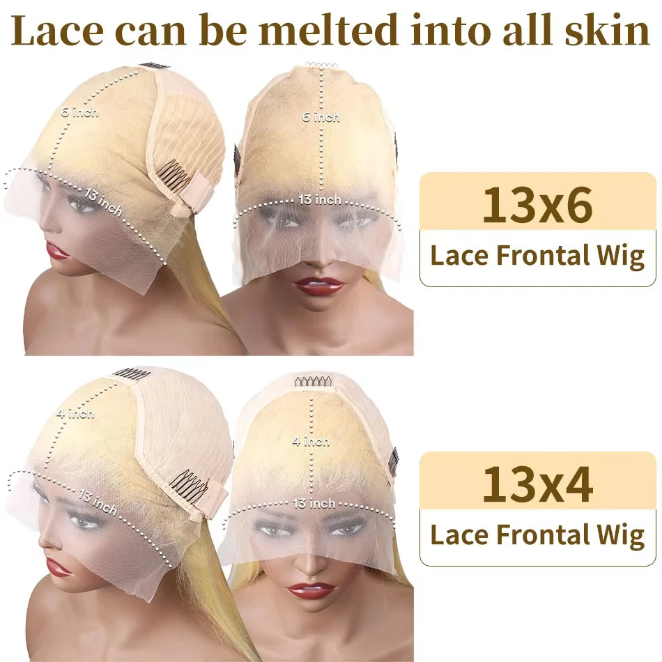 613 Blonde Human Hair Wig HD Lace Front Pre Plucked Natural Hairline Straight Blonde Lace Frontal Wig for Women 13x4 13x6 4x4