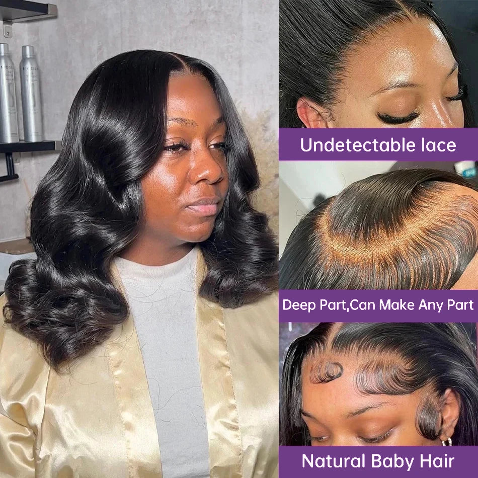 Bob Wigs Body Wave Human Hair Short Bob 13x4 13x6 Lace Front Wig Black 250 Density Glueless Black Lace Frontal Wigs Pre No Gluez
