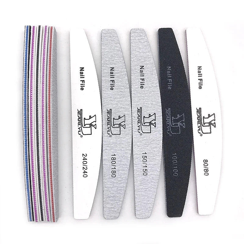 5/25Pcs/Lot Nail File Mix Color 80/100/150/180/240 Grit Professional Sandpaper Cuticle Remover Buffer Files Manicure Tool Set