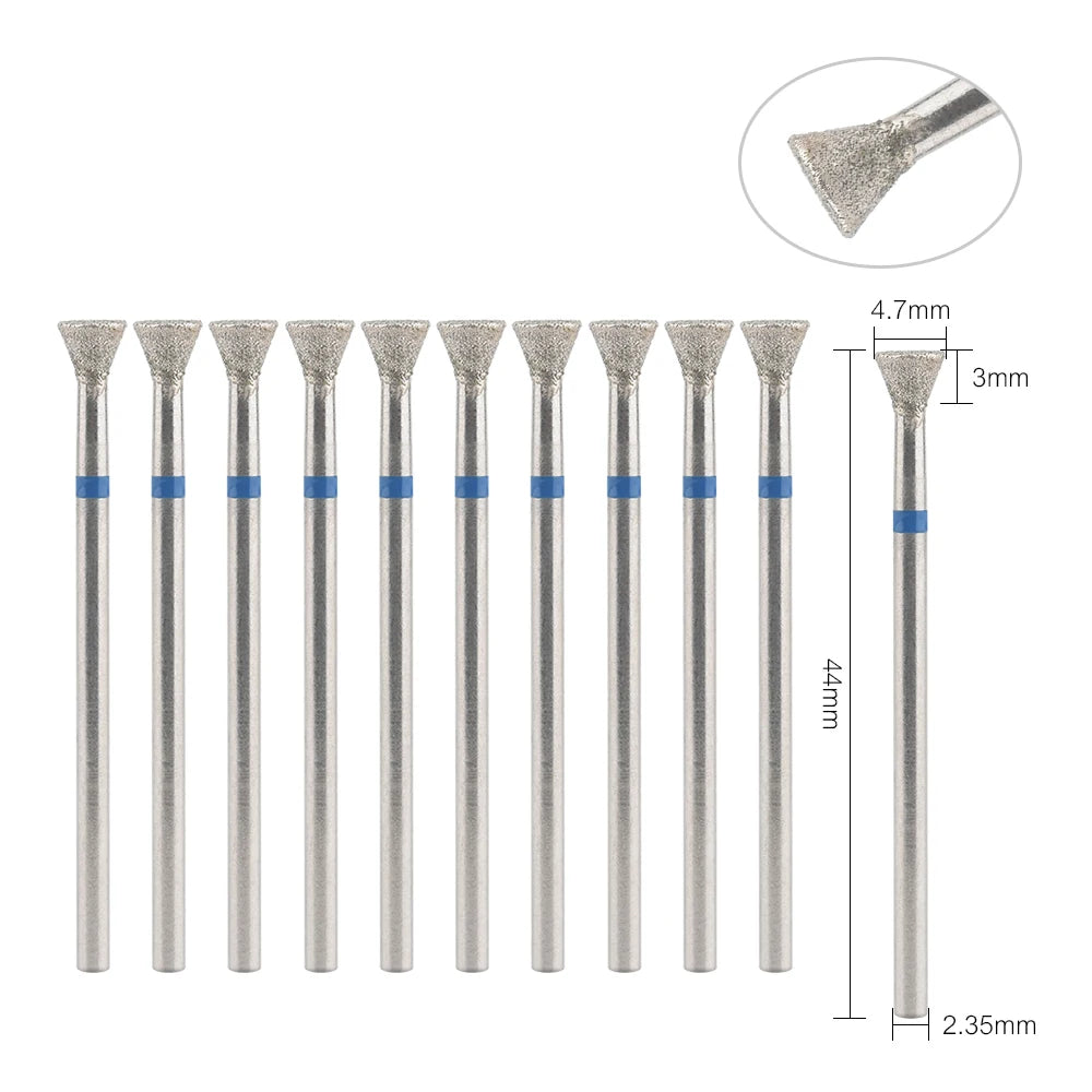 10Pcs Diamond Milling Cutter For Manicure Electric Nail Drill Bits Accessory Pedicure Machine Nail File Gel Remover Tool
