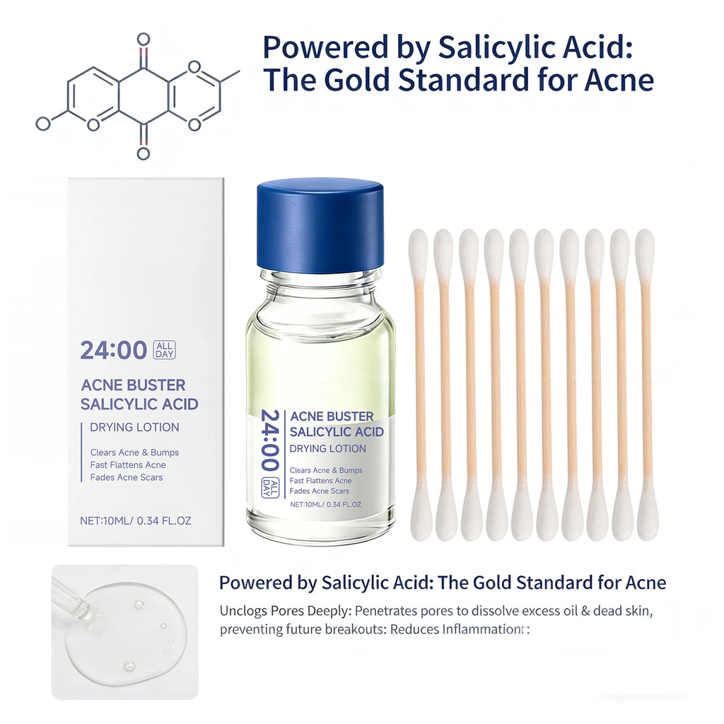 Salicylic Acid Drying Lotion Acne Improve With Cotton Swab Reduce Pimples Fade Acne Scars Minimize Pores Skin Renewal Hydrating