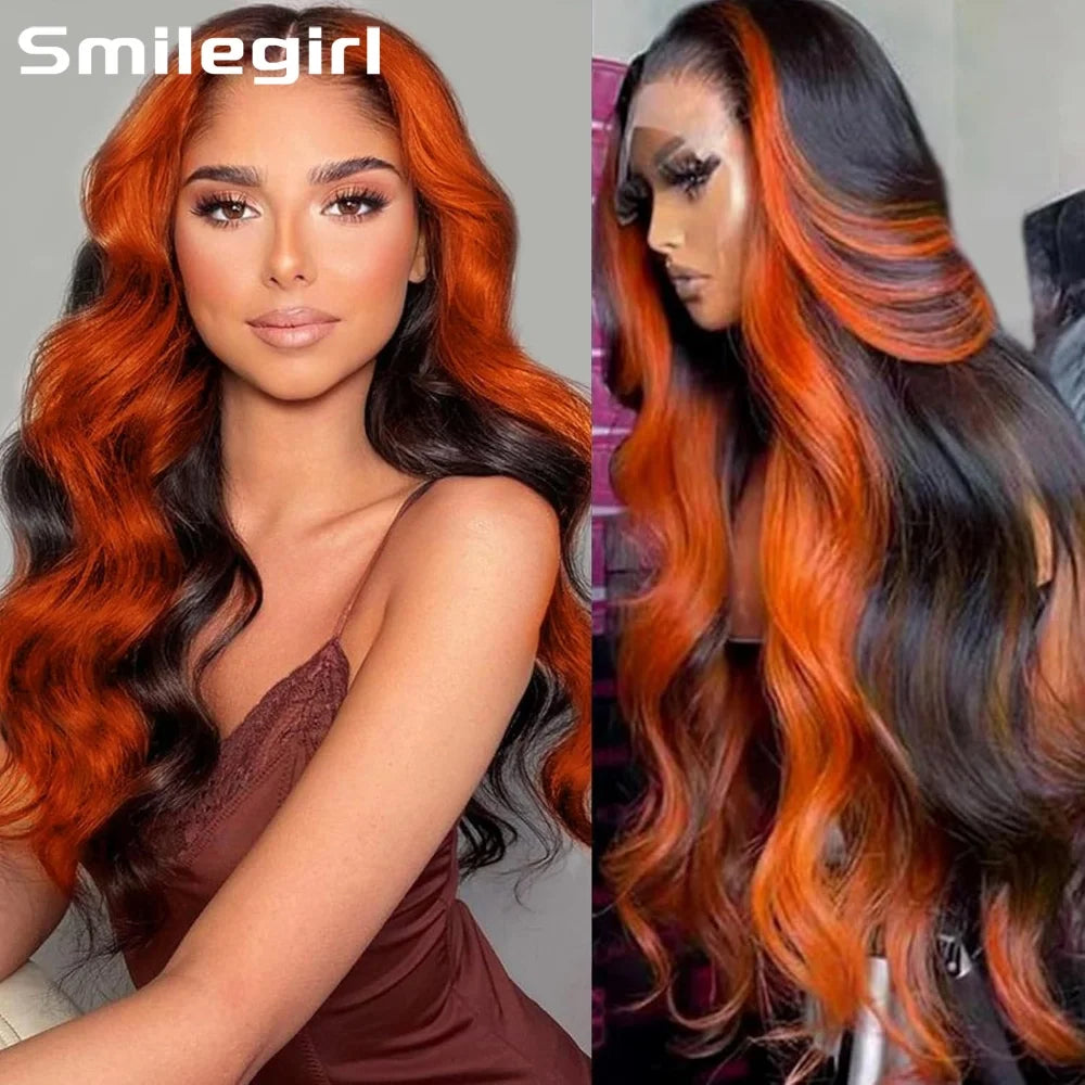 210% Density Ginger Ombre 13X6 Hd Lace Front Wigs Human Hair Pre Plucked for Women Brazilian 13X4 Ginger Orange Lace Front Wig