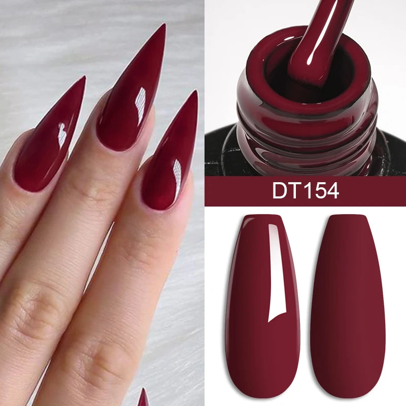 7ml Burgundy Crimson Nail Gel Polish, High Pigment, Non Streak, Long Lasting, UV LED Soak Off Nail Art Gel for Home Salon DIY