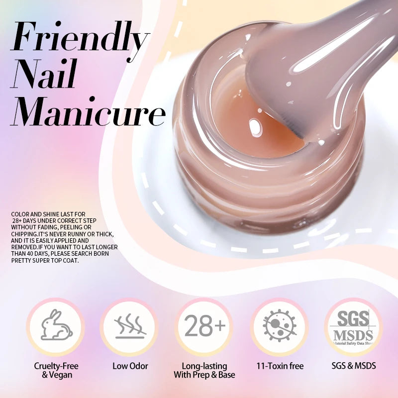 BORN PRETTY 83 Colors 10ml Jelly Nude Gel Nail Polish Autumn Amber Semi Transparent Manicure Soak off UV LED Nails Gel Varnish