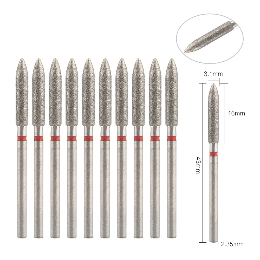 10Pcs Diamond Milling Cutter For Manicure Electric Nail Drill Bits Accessory Pedicure Machine Nail File Gel Remover Tool