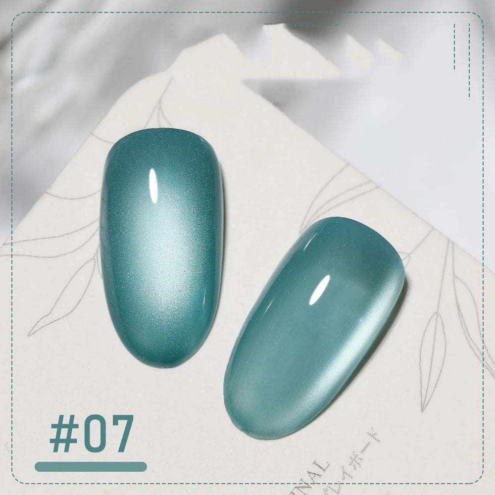5g/Bottle White Moonlight Nail Cat's Eye Gel Magnetic Satin Gel Polish 9-Colors Soak Off Glitter Phototherapy Manicure Varnish