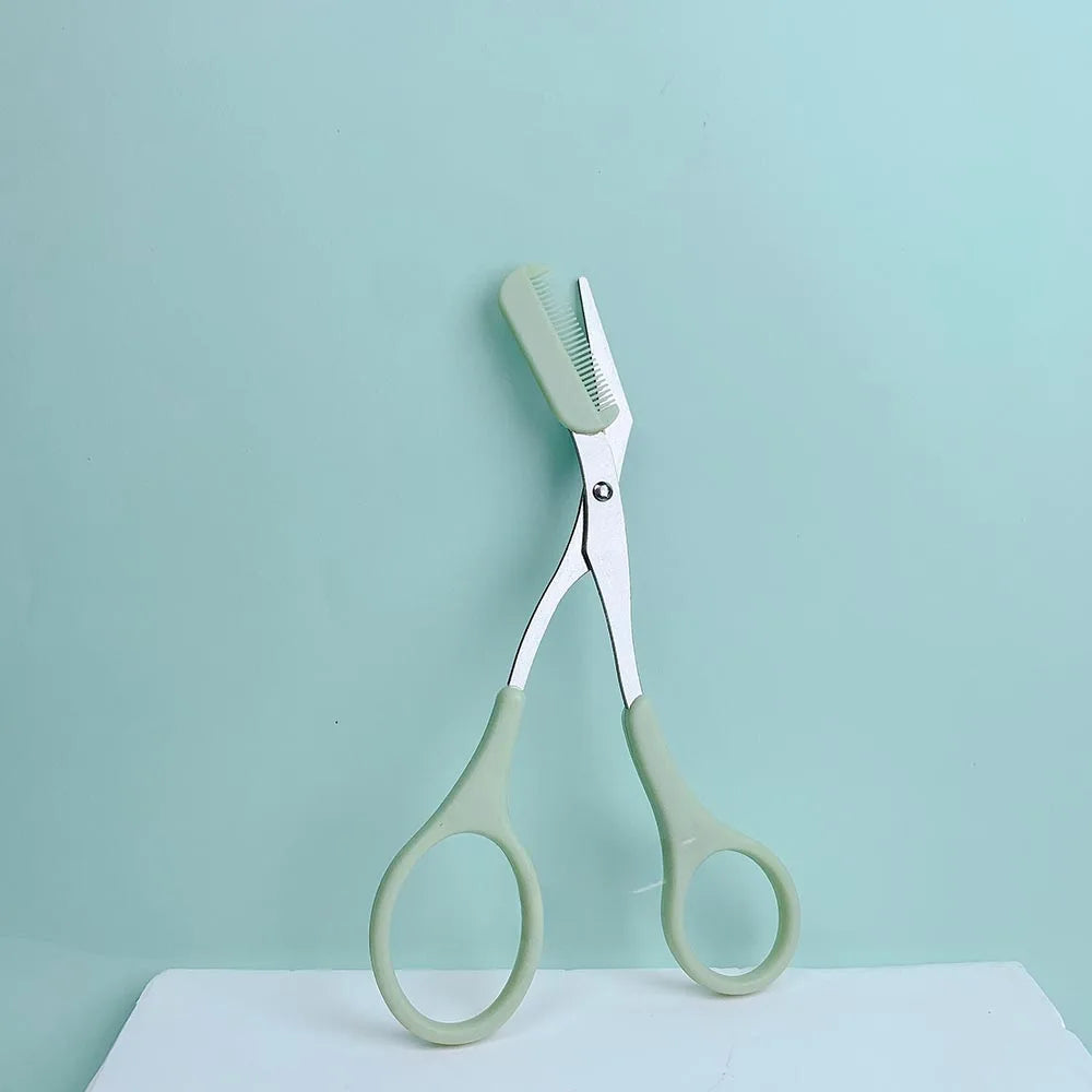 Stainless Steel Eyebrow Trimming cissors with built-in Comb Pink/White/Black SPrecise Grooming Tool Creating Perfect Eyebrows