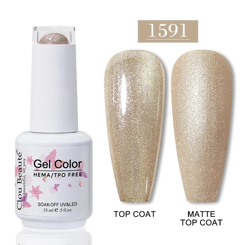Clou Beaute 15ml Red Color Gel Polish Vernis Semi Permanent UV Varnish Gel Nail Polish Hema TPO Free Nails Art Manicure TOP BASE
