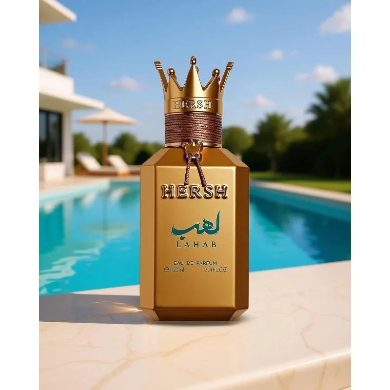 Al Ezz Oud Hersh Lahab Eau de Parfum Spray for Men Blend of Basil Lasting Cologne Luxury Gold Crown Pheromones Perfume 100 ML ﻿