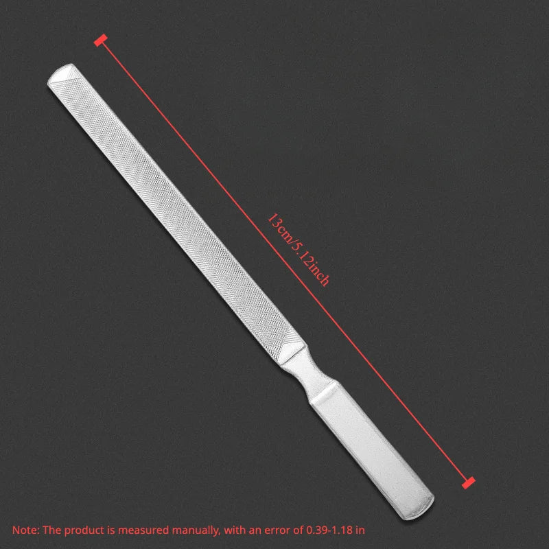 2Pcs Double-Sided Stainless Steel Nail Files, Professional Odorless Manicure Tools