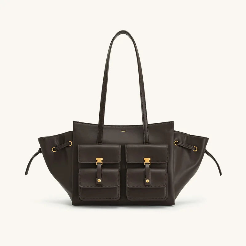 2026 Spring&Autumn JW PEI Pocket Handbag Linda Tote Bag for Women Large Capacity Commuter Shoulder Bag Crossbody Waxed Bag