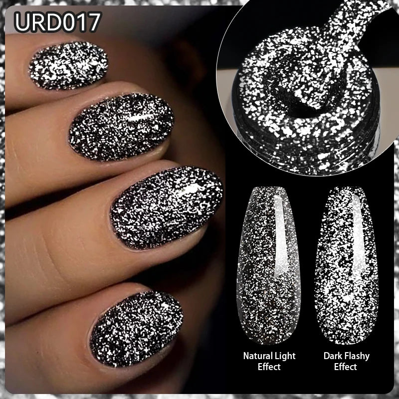 UR SUGAR 15ml Champagne Gold Sliver Reflective Glitter Gel Nail Polish Varnish Semi Permanent Soak Off UV Gel For Manicure Art