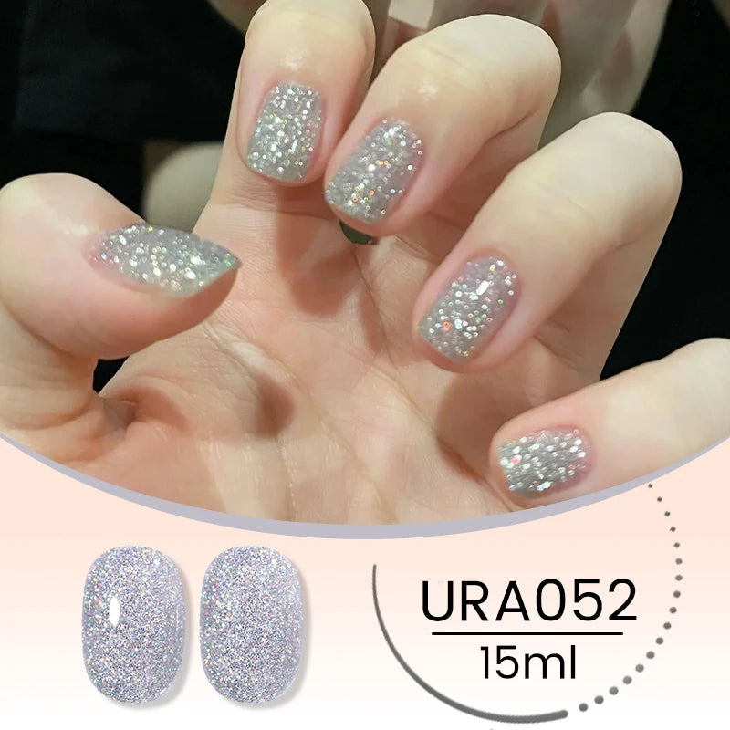 UR SUGAR 15ml Champagne Gold Sliver Reflective Glitter Gel Nail Polish Varnish Semi Permanent Soak Off UV Gel For Manicure Art