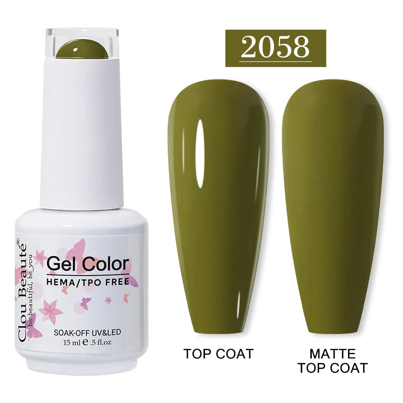 Clou Beaute 15ml Red Color Gel Polish Vernis Semi Permanent UV Varnish Gel Nail Polish Hema TPO Free Nails Art Manicure TOP BASE