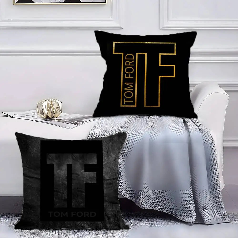 Luxury T-Tom F-Ford Pillow Case Anti-dustmite Pillowcase Invisible zipper silky short plush Sofa cushion cover
