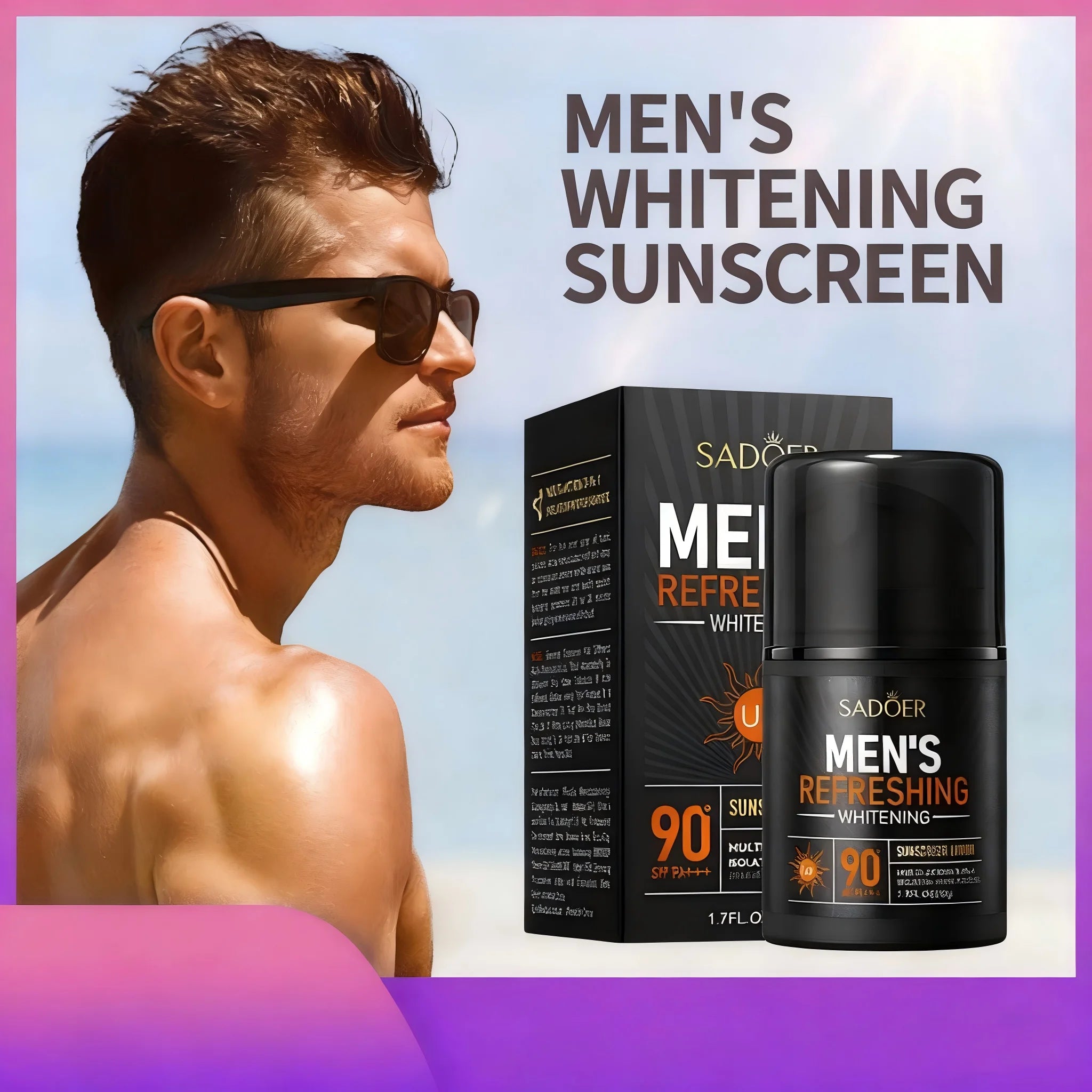 Men's Collagen Sunscreen BB Cream Refreshing Whitening Sun Cream Anti-Aging Moisturizing Long-lasting Skin Protective Sunblock