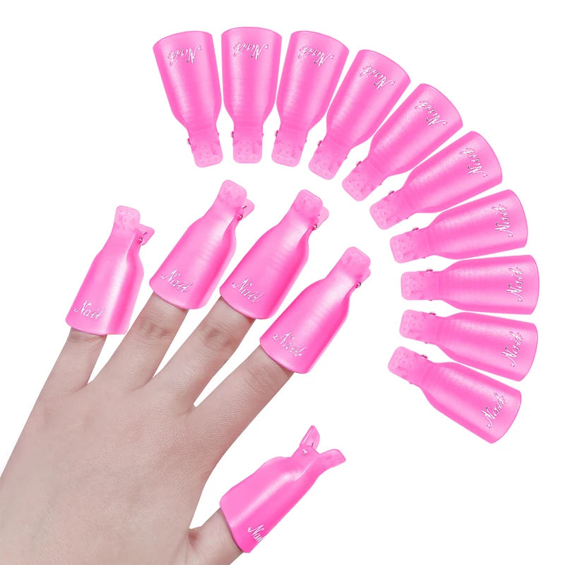 10 Pcs/Bag Colorfulful Acrylic Manicure Art Dipped Cap Clip Nail Cleaning Manicure Uv Gel Nail Polish Dipped Wrapping Tool Finger