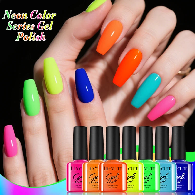 LILYCUTE 6Pcs/set 7ml Coffee Series Gel Nail Polish Kit 125 Colors Manicure Semi Permanent Soak Off UV Nail Art Gel Varnish