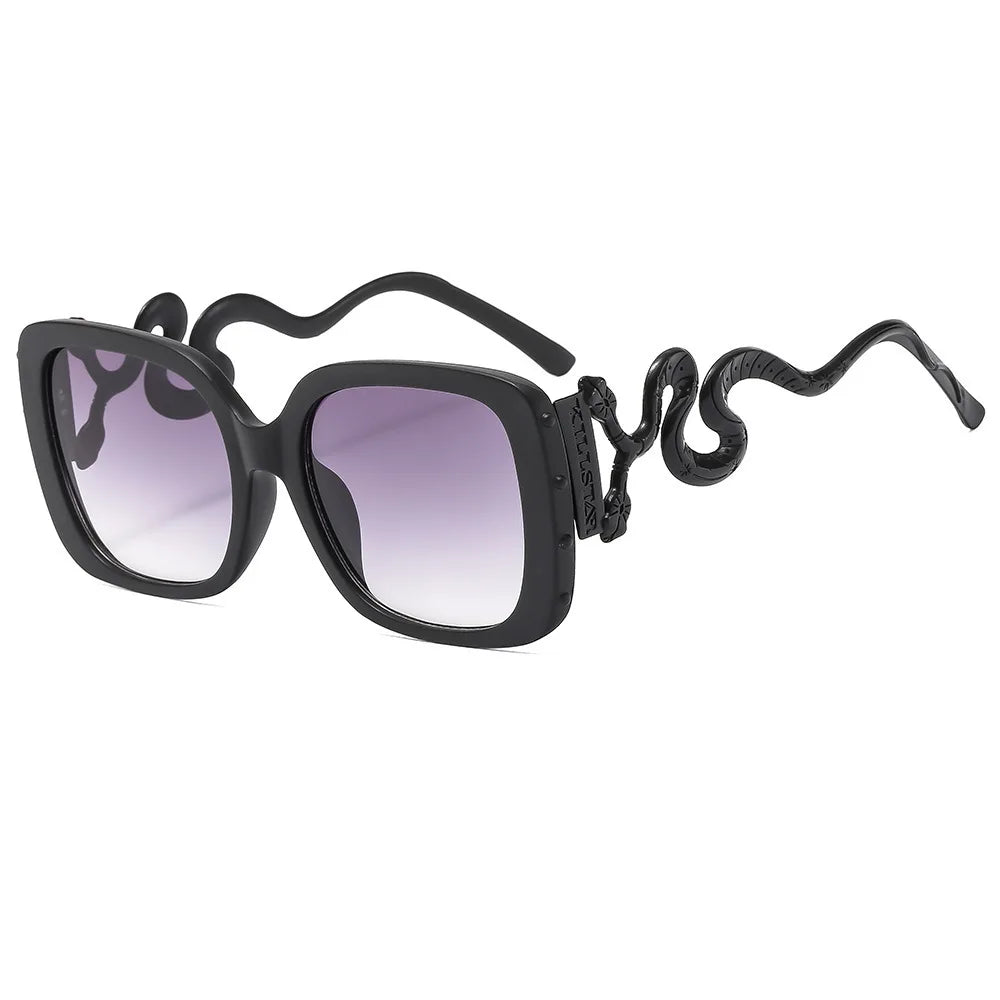 Fashion Luxury Designer Snake Square Women's Sunglasses Sunshade Sunglasses Street Photography Trend Large Frame