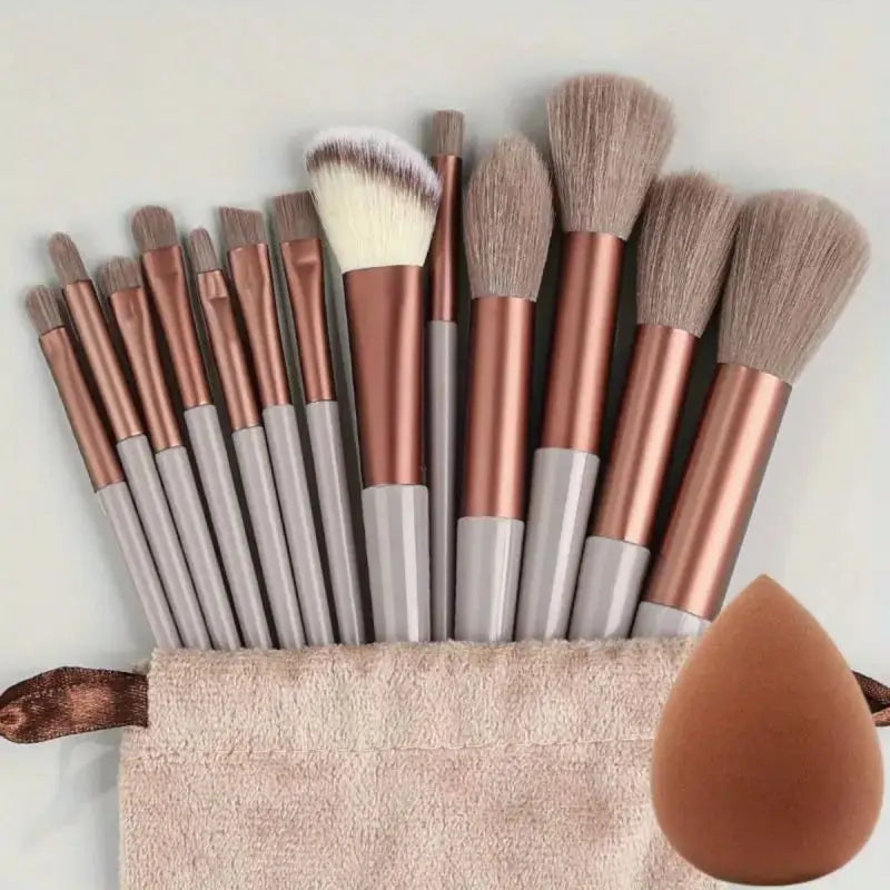 Vegan Makeup Brush Set - Soft Fluffy Kabuki & Blending Brushes for Foundation, Contour & Baking, Cruelty-Free Salon Tools