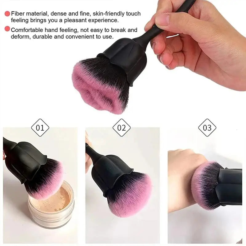 Flower Nail Brush for Manicure Gold Rose Shape Nail Art Brushes Round Small UV Gel Polish Powder Cleaning Tools Nail Accesories