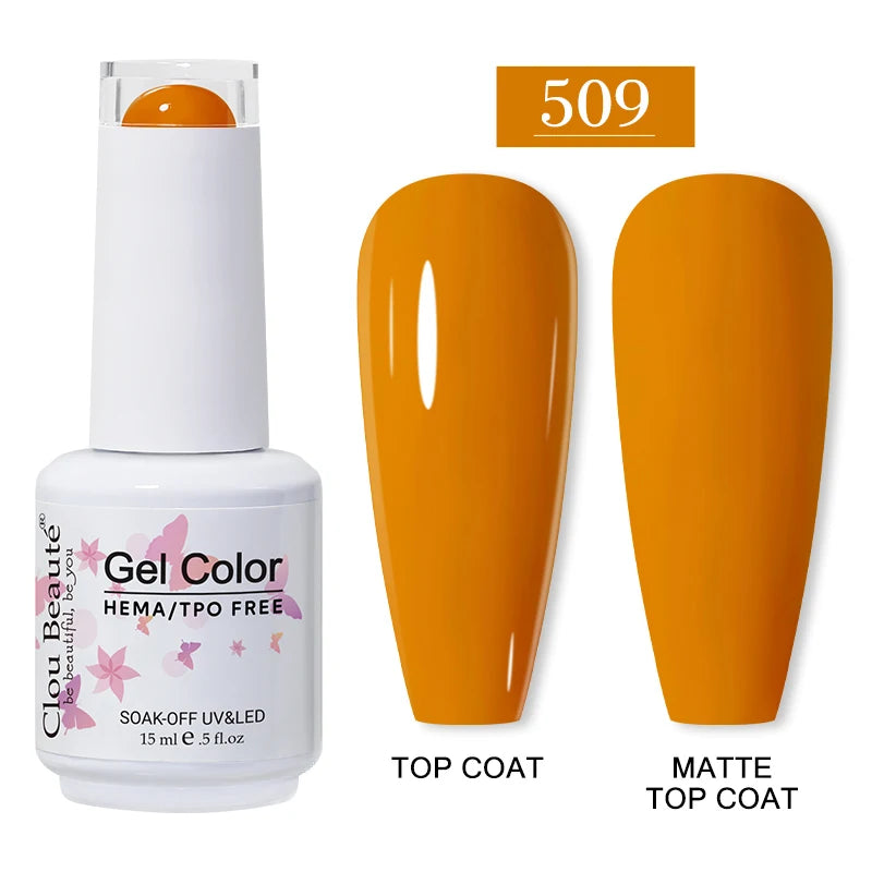 Clou Beaute 15ml Red Color Gel Polish Vernis Semi Permanent UV Varnish Gel Nail Polish Hema TPO Free Nails Art Manicure TOP BASE