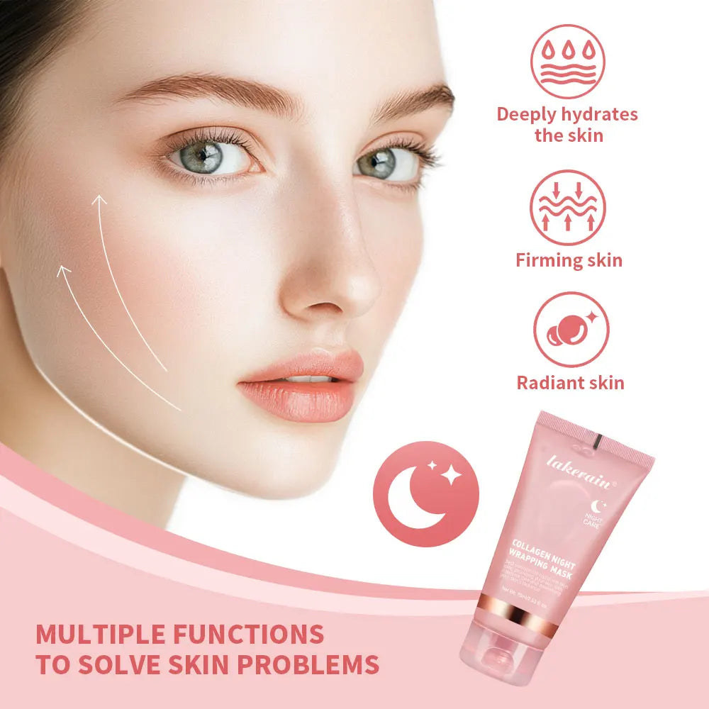 75ml Collagen Wrapping Mask Peel Off Mask & Brush Deep Hydration Moisturize Brightening Face Skin Facial Mask Skincare