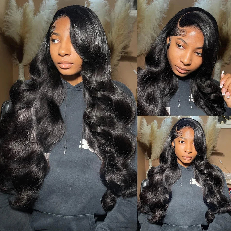 7x6 Gluless Body Wave Human Hair Wigs 13x6 HD Lace Frontal Wigs 40 Inch For Black Women Pre Plucked Loose Wave Lace Frontal Wig
