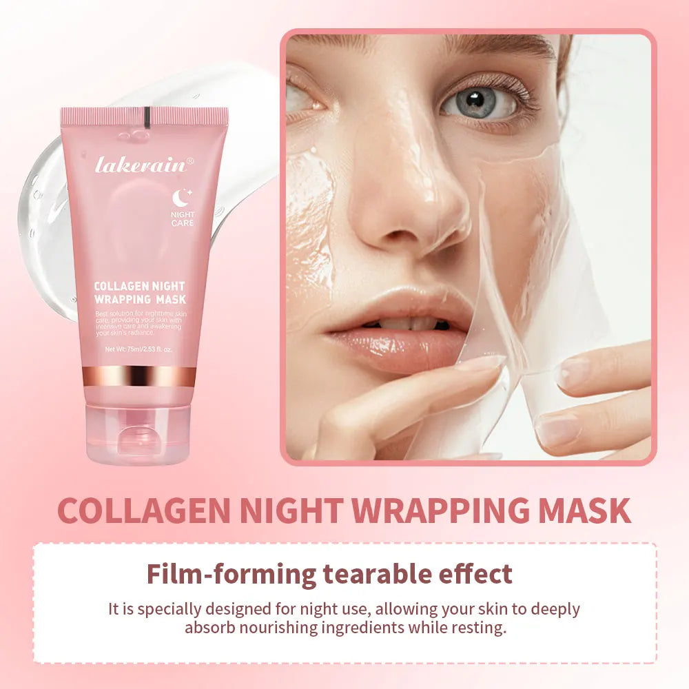 75ml Collagen Wrapping Mask Peel Off Mask & Brush Deep Hydration Moisturize Brightening Face Skin Facial Mask Skincare