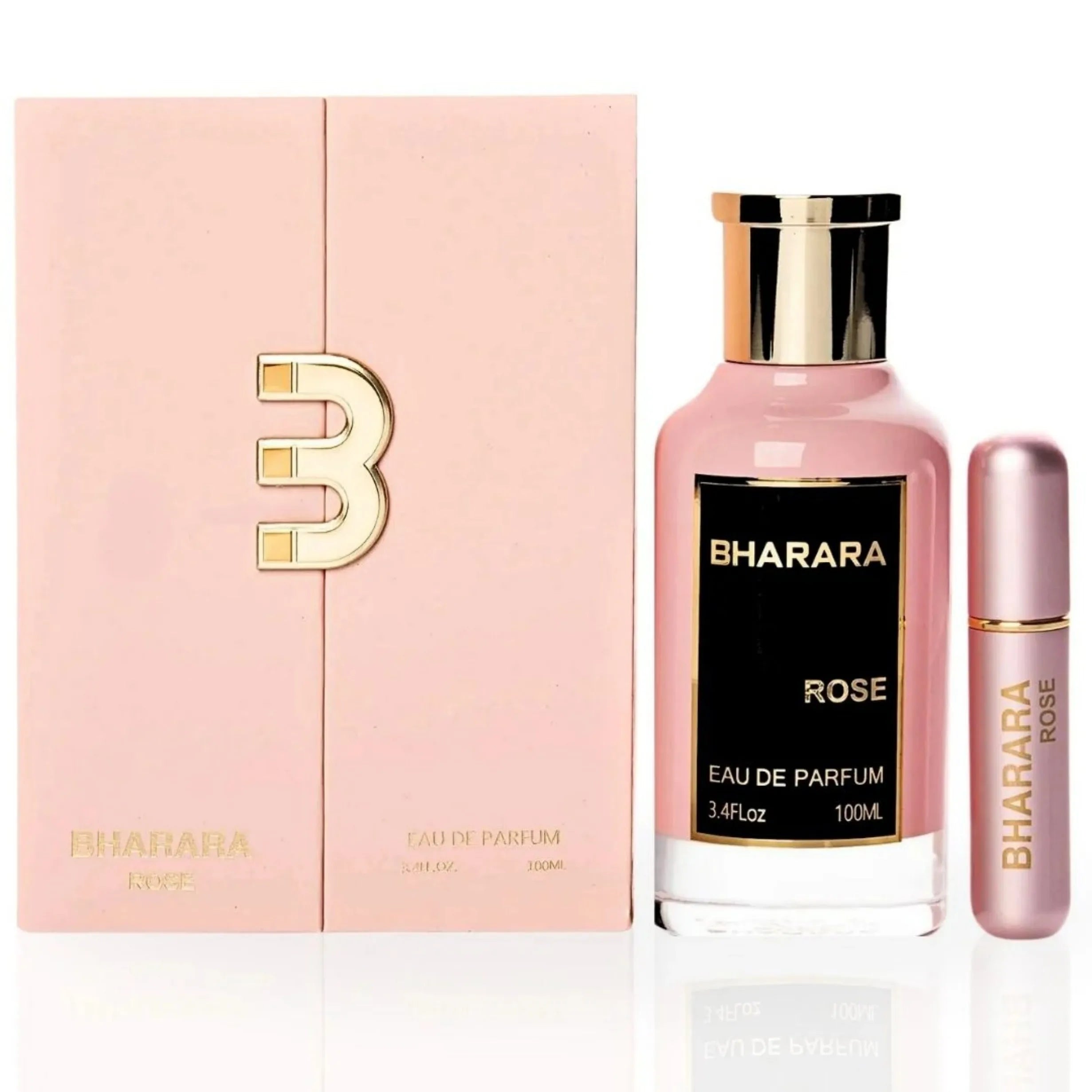 Bharara Rose Women's Eau de Parfum Gift Set, 100ml with Travel Spray, Fresh Floral Fragrance
