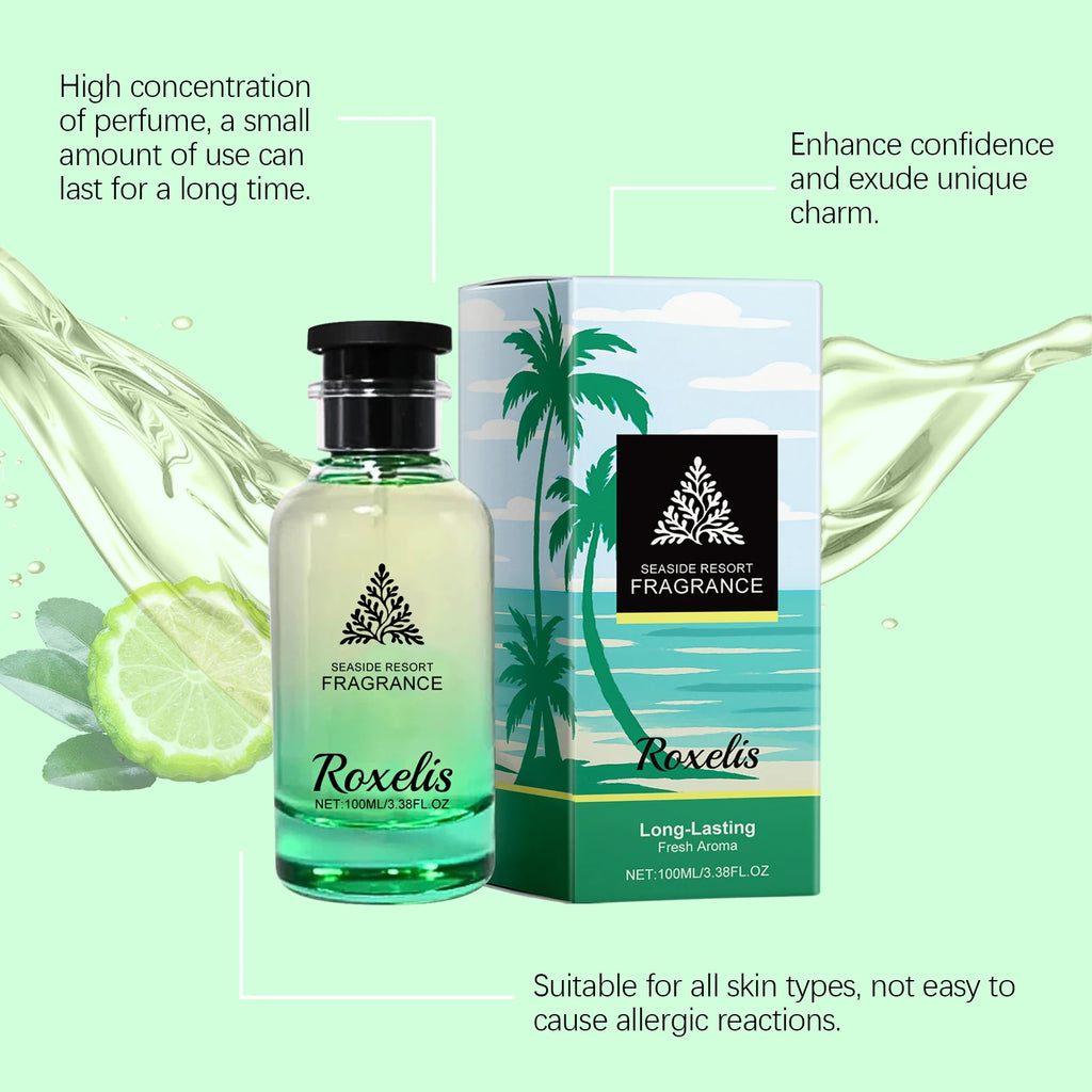 Roxelis 100ml Seaside Resort Fragrance Natural Fragrance Light Lasting Fragrance Layers Exhale Charm Everyday Portable Fragrance