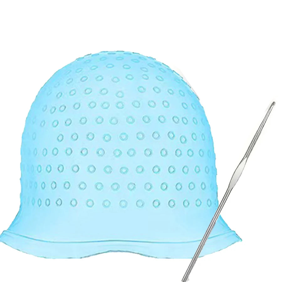 Silicone Hair Coloring Cap For Hairdressing With Needle Professional Salon Dyeing Tool Highlight Dyeing blue/pink/white